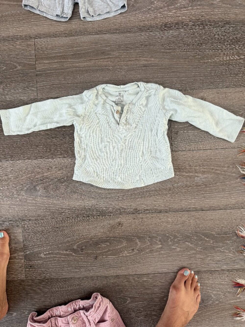 Honest Baby Clothing Sage Waffle Knit Henley Size 24M